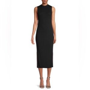 CUPCAKES AND CASHMERE Leola Racing Stripe Midi Shift Black Dress xs